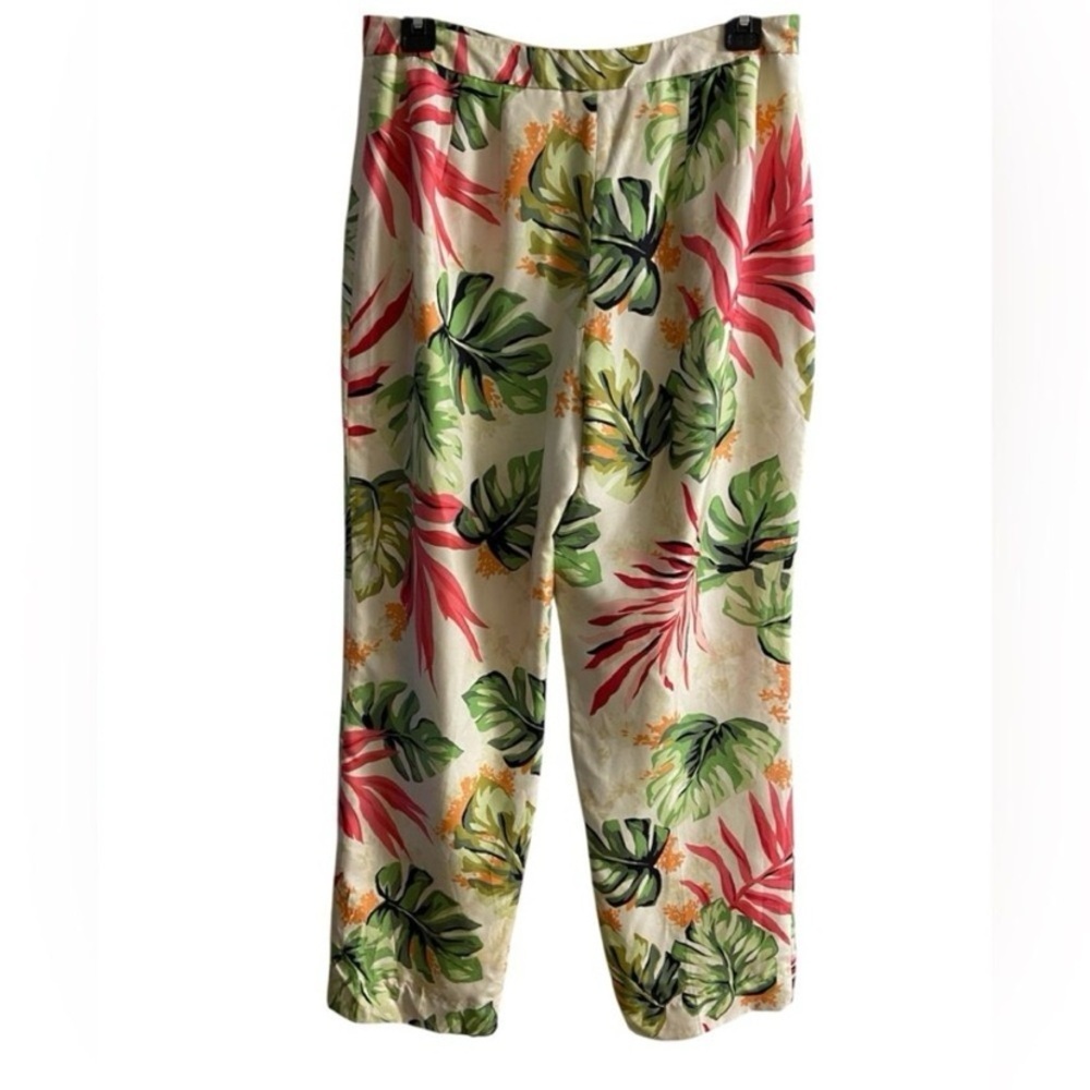 Talbots Pure Silk Floral‎ straight leg pants vintage Sz 10 - Picture 2 of 8